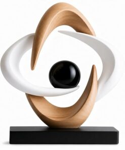 White and Wood Grain Abstract Sculpture PI20