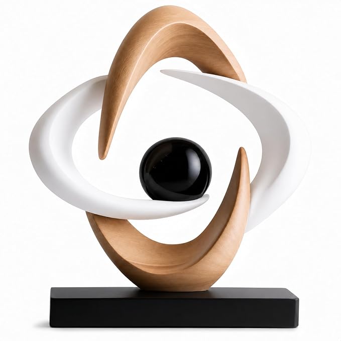White and Wood Grain Abstract Sculpture PI20