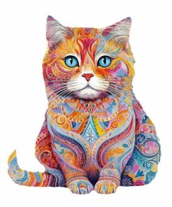 Scottish Cat Wooden Jigsaw Puzzle – Unique Shaped Pieces for Adults