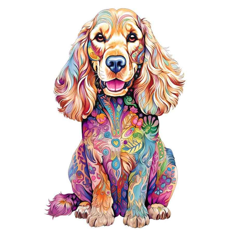 Cocker Spaniel Dog Wooden Jigsaw Puzzle – Unique Shaped Pieces for Adults