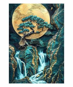 Golden Tree Harmony Wooden Jigsaw Puzzle – Unique Shaped Pieces for Adults