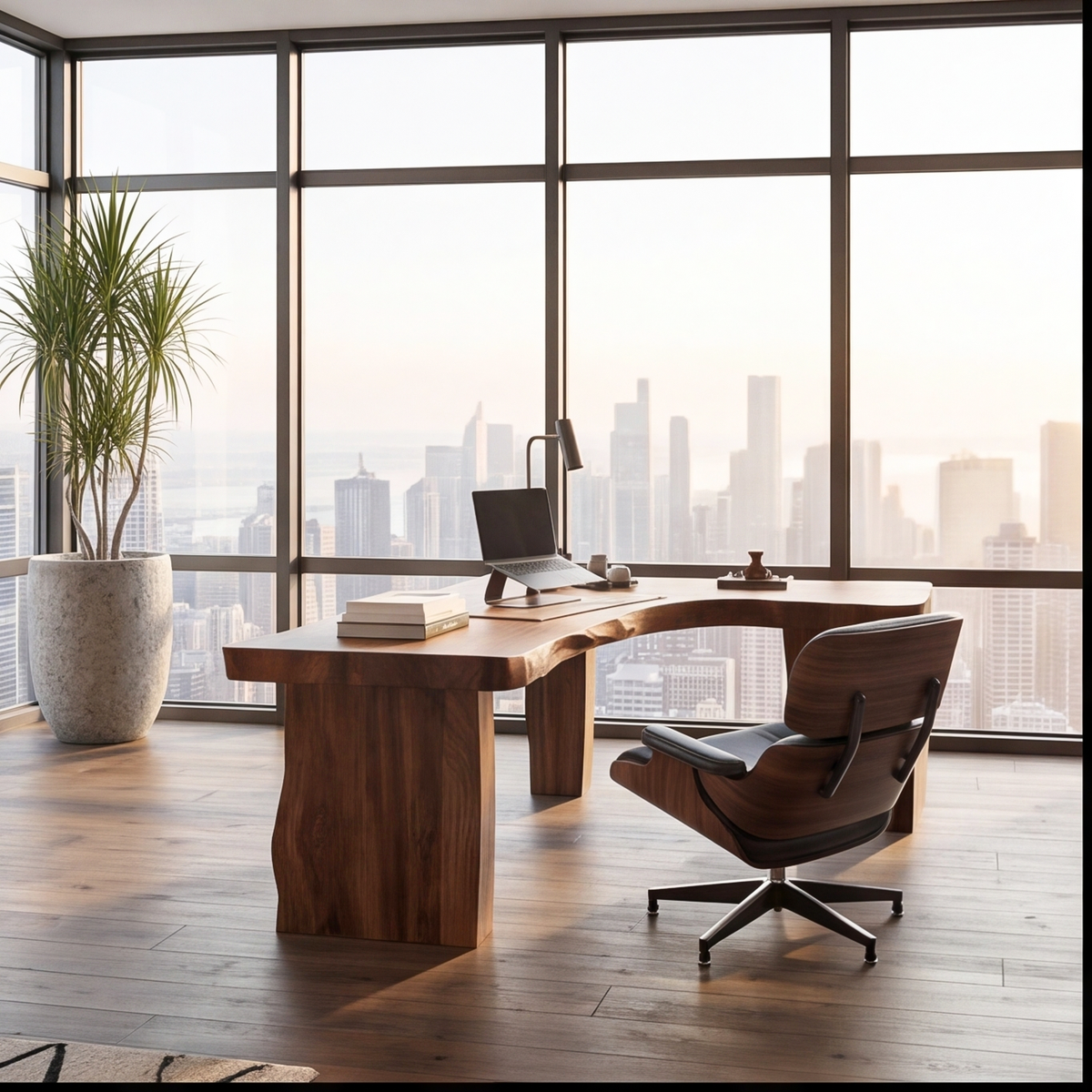 Rustic Live Edge L Shaped Desk For Home Workspace - Image 5