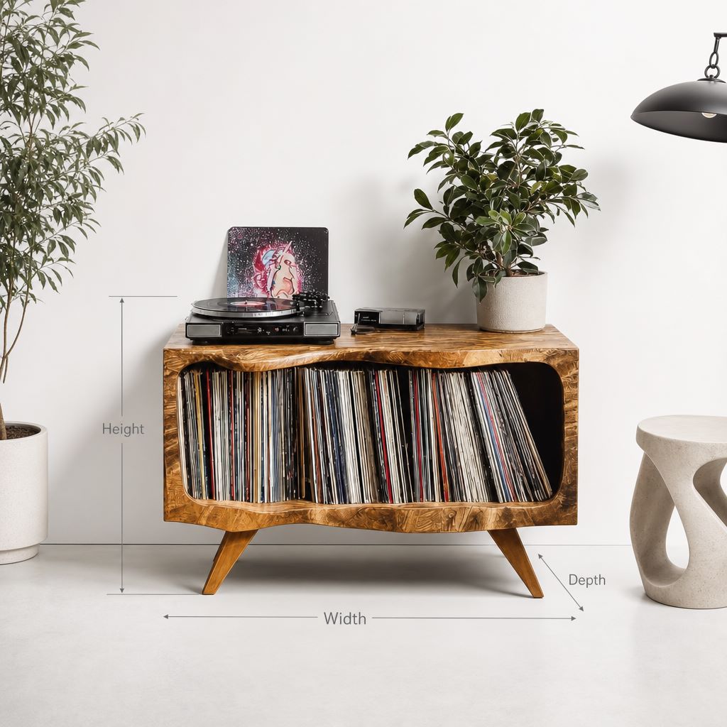 Handcrafted Wooden Record Player Stand - Image 2