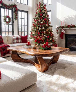 Rustic Wooden Live Edge Coffee Table For Holiday Home Furniture