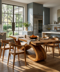 Alternative view of Modern Wooden Dining Table With Curved Base For Dining Area