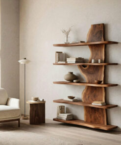 Handcrafted Natural Wood Standing Shelf For Home Storage