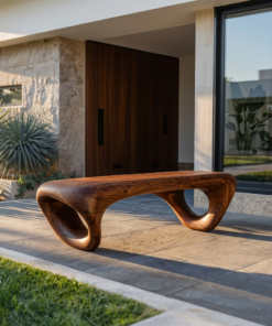 Modern Sculptural Outdoor Bench For Patio Or Garden Decor