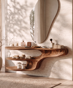 Rustic Solid Wood Vanity For Bedroom Makeup Organization