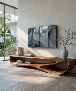 Minimal Curved TV Console For Living Room
