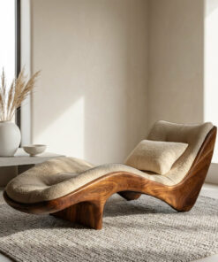 Organic Modern Natural Wood Lounge Chair For Reading Nook