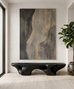 Contemporary Sculptural Bench With Carved Design For Living Room