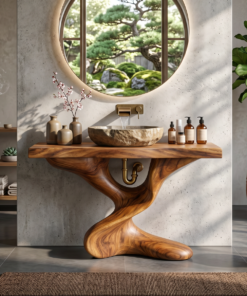 Farmhouse Solid Wood Vanity For Natural Bathroom
