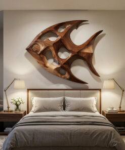 Artistic Sculptural Wall Art Fish-Inspired For Living Room