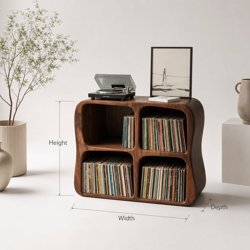 Solid Wood Vinyl Record Storage Cabinet - Image 2