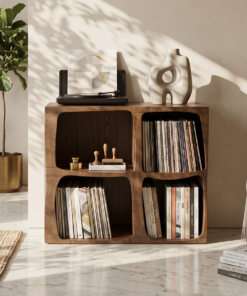 Mid Century Live Edge Record Stand Modern Living Room