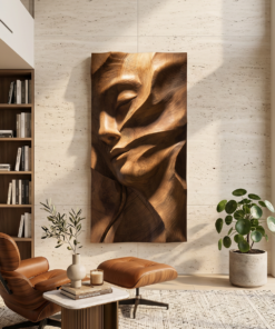 Sculpted Female Face Wood Wall Art Luxury Reading Room Decor