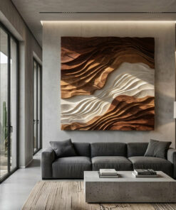 Contemporary Sculptural Wave Wall Art For Living Room