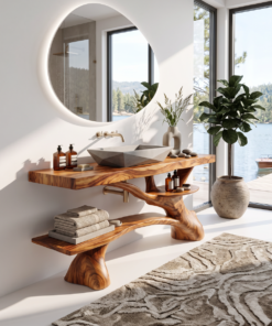 Modern Live Edge Tree Trunk Vanity For Contemporary Bathroom Furniture