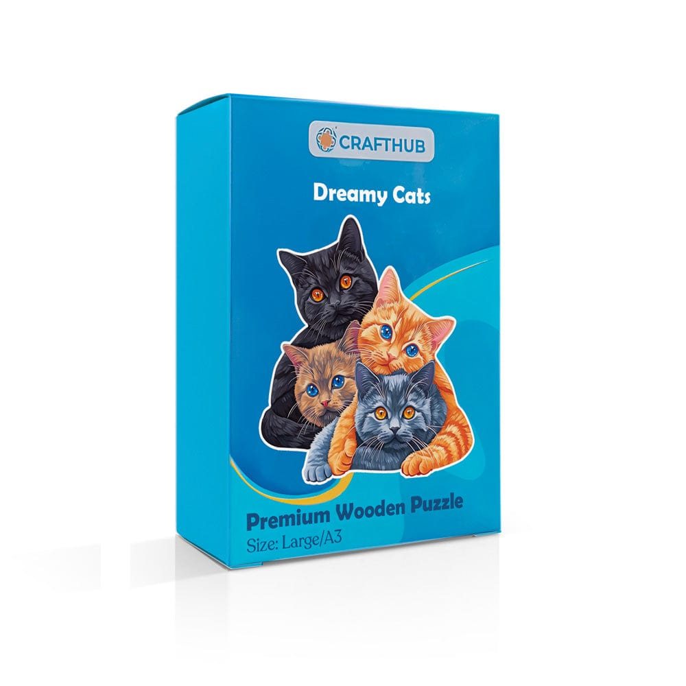 Dreamy Cats Wooden Jigsaw Puzzle – Unique Shaped Pieces for Adults - Image 4