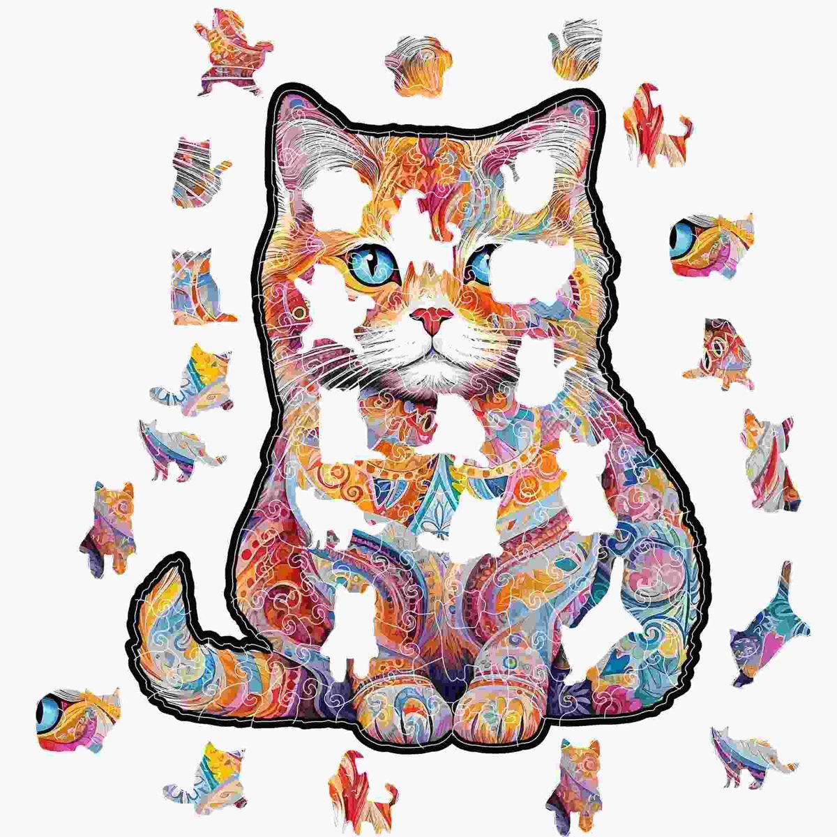 Scottish Cat Wooden Jigsaw Puzzle – Unique Shaped Pieces for Adults - Image 2