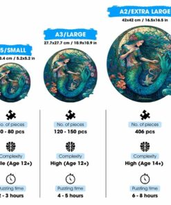 Alternative view of Mermaid Wooden Jigsaw Puzzle – Unique Shaped Pieces for Adults