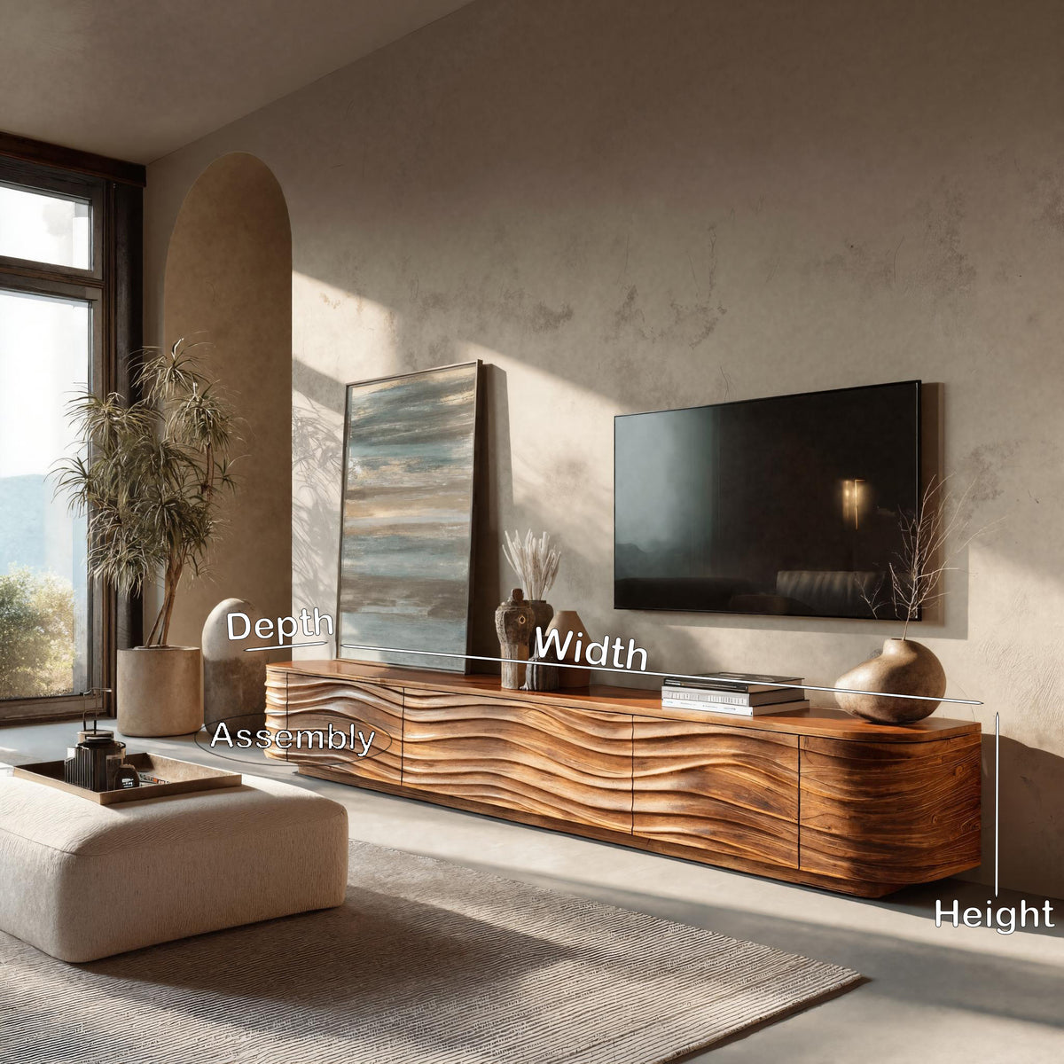 Contemporary Low Wood TV Stand For Media Room - Image 2