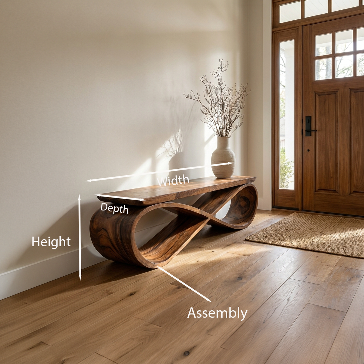 Infinity Loop Sculptural Bench For Entryway Or Living Room - Image 8