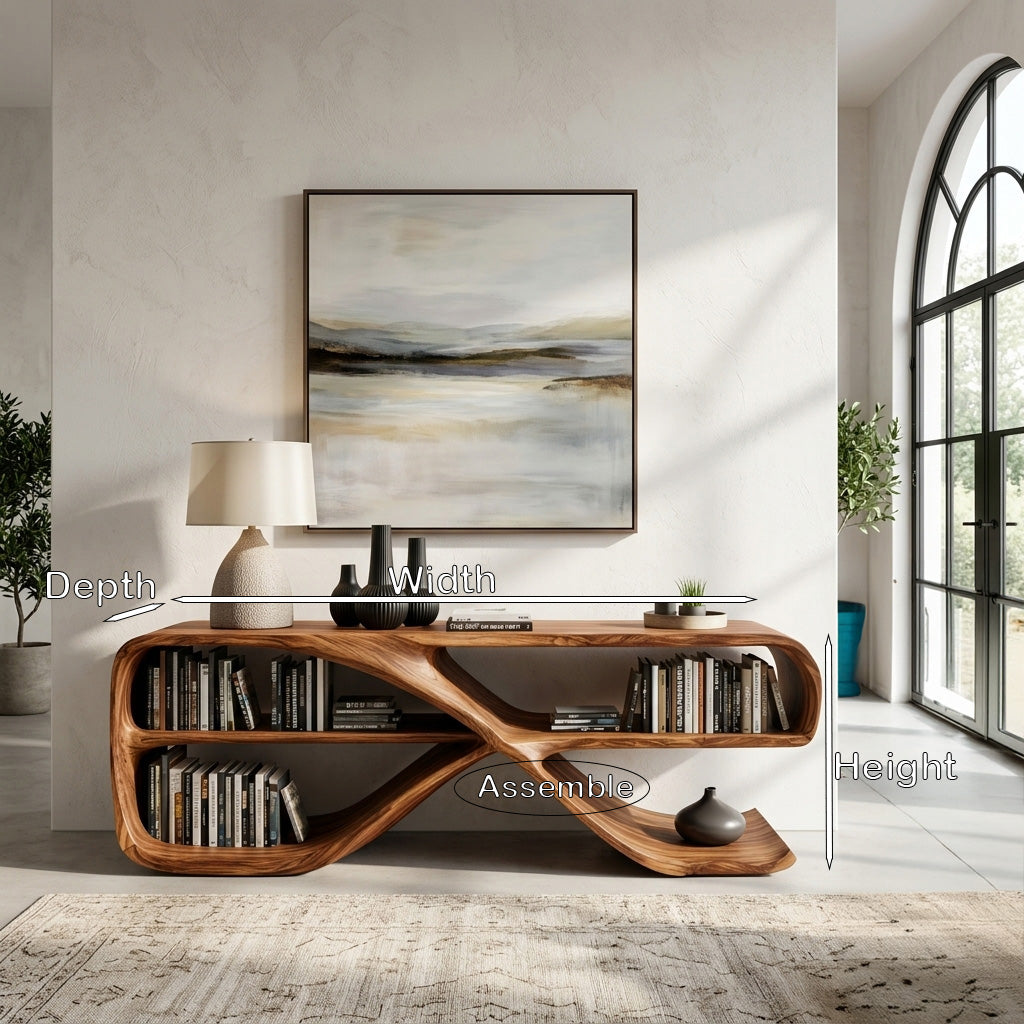 Modern Organic Wooden Console Table For Living Decor - Image 8