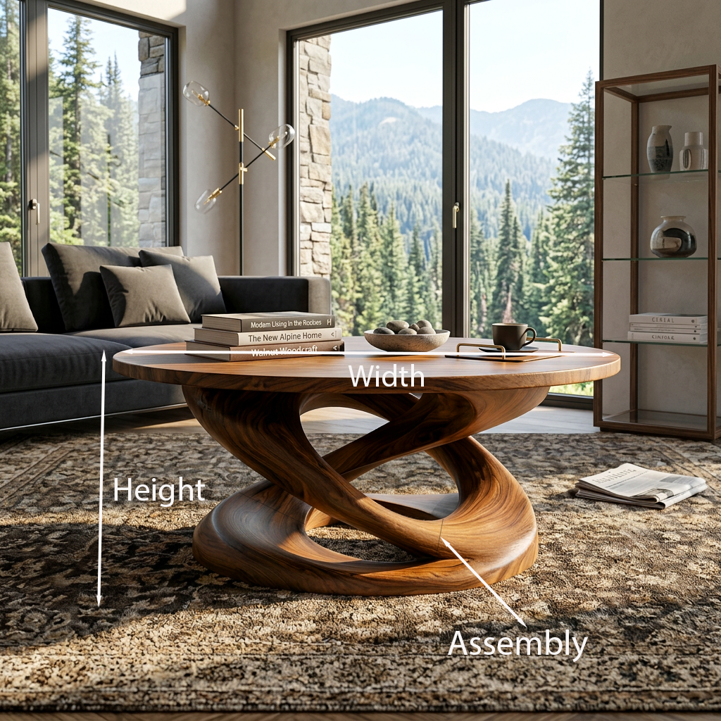 Round Coffee Table With Twisted Pedestal For Luxury Living Room - Image 8