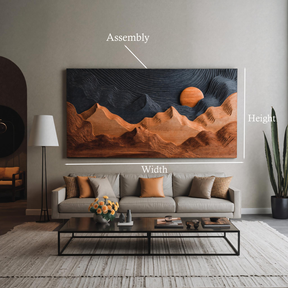 Sunrise Over Mountain Wall Sculpture For Home Decor - Image 2