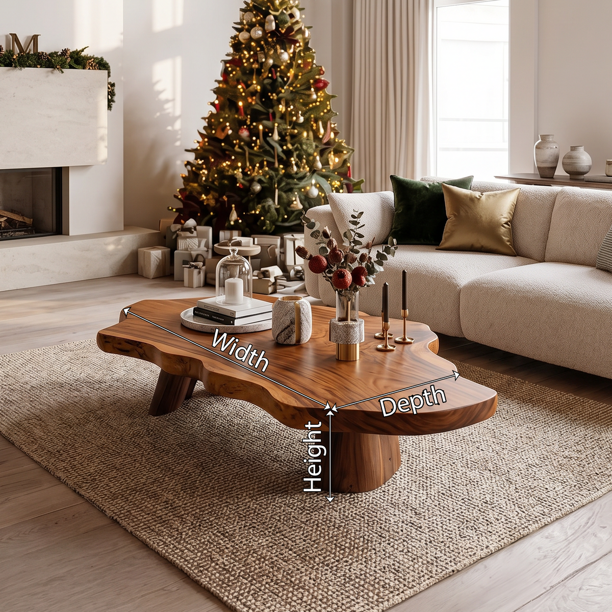 Mid Century Rustic Live Edge Coffee Table For Holiday Furniture - Image 8