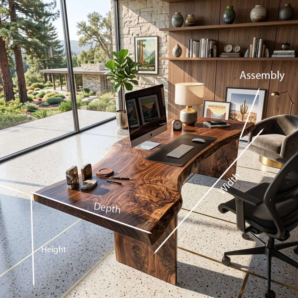 Modern Organic Curved Office Desk For Executive Or Creative Workspace - Image 8
