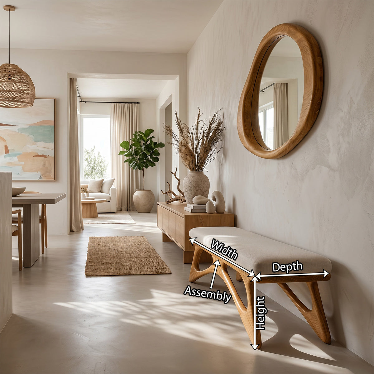 Modern Flowing Wood Bench For Furniture Accent - Image 8