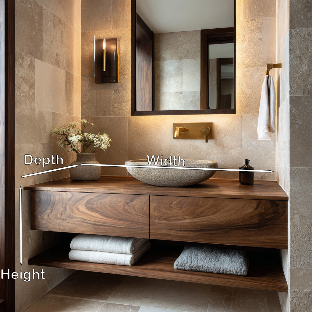 Minimalist Natural Wood Wall Mounted Bathroom Vanity For Bathroom - Image 8