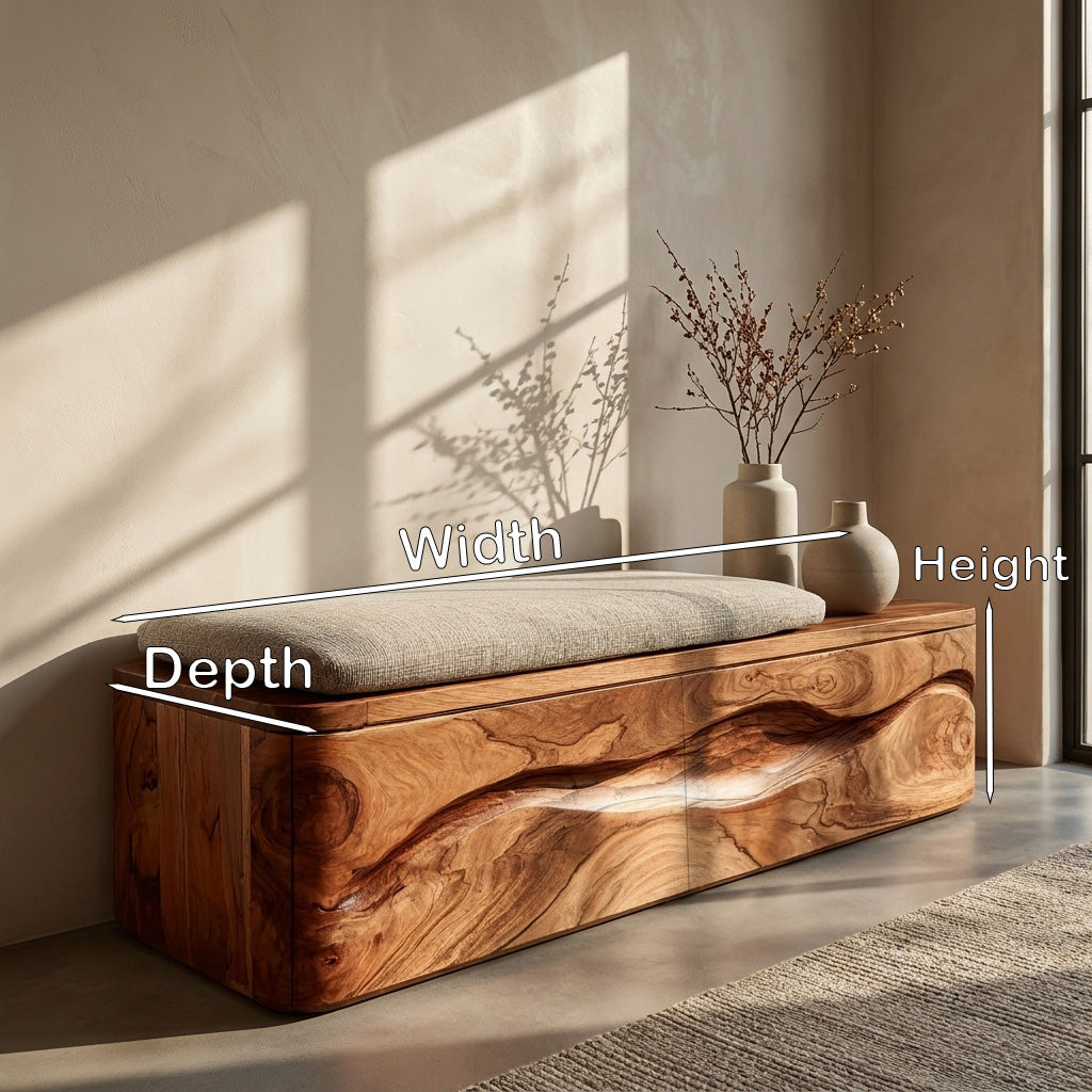 Modern Natural Wood Storage Bench For End Of Bed - Image 8