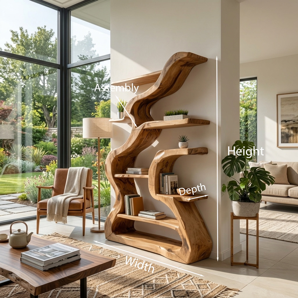 Organic Sculptural Bookshelf With Curved Design For Living Room - Image 8