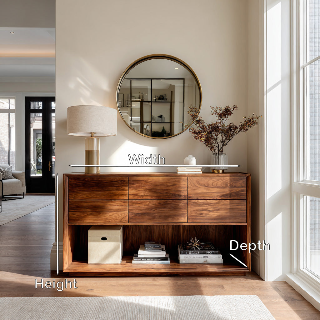 Minimal Wood Console Table With Multi Drawer For Entry Space - Image 8