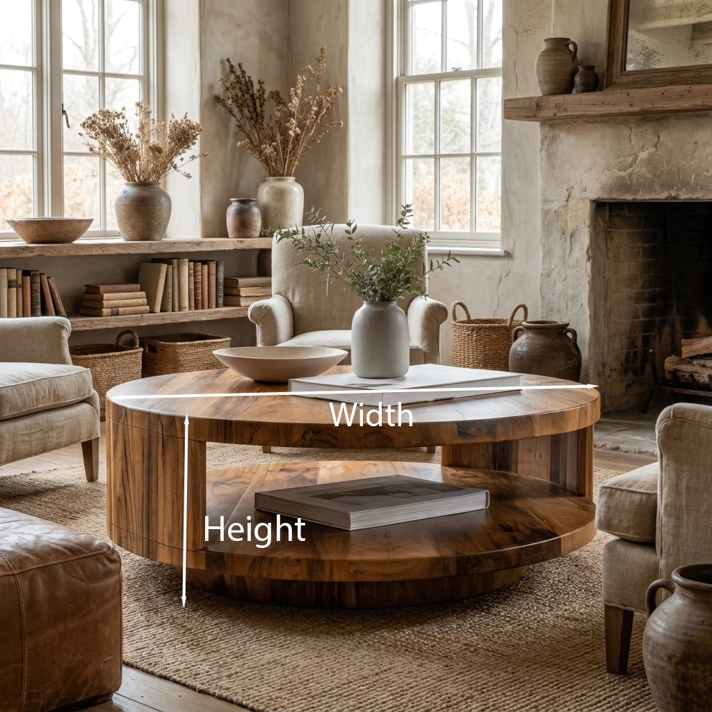 Modern Round Coffee Table With Shelf For Living Room And Lounge - Image 8