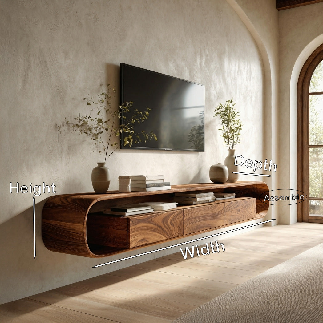 Organic Modern Floating TV Console For Living Room - Image 8