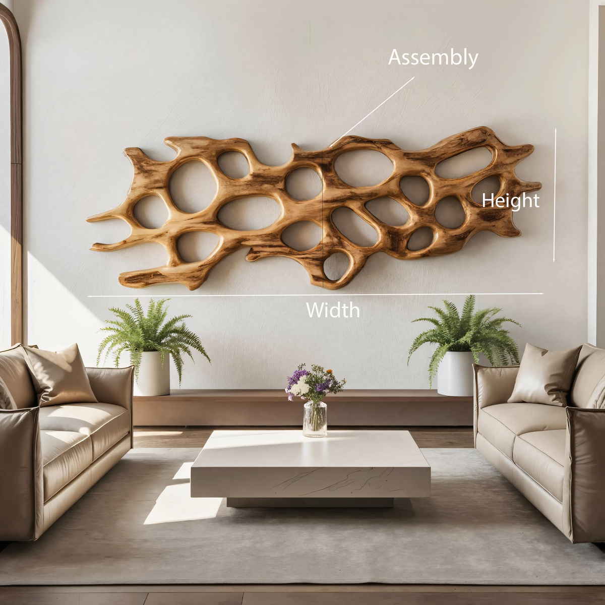 Organic Wall Art Sculpture With Abstract Carving For Living Room - Image 8