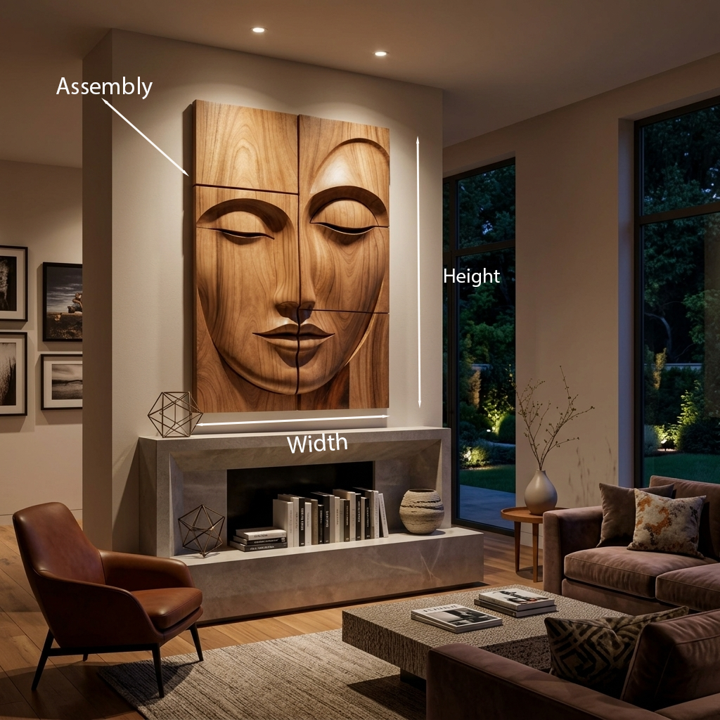 Modern Buddha Face Wall Art Living Room Entryway - Image 8