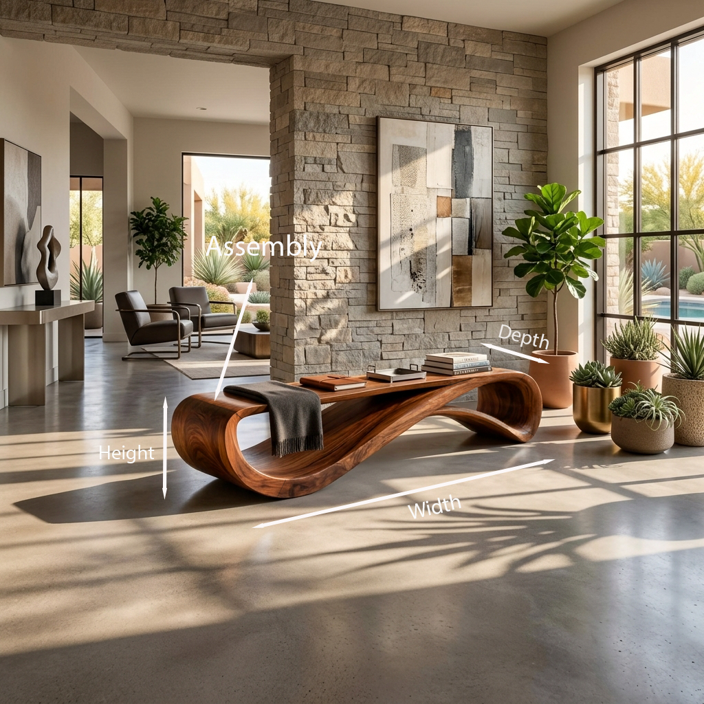 Contemporary Bench With Wave Shape For Living Room - Image 8