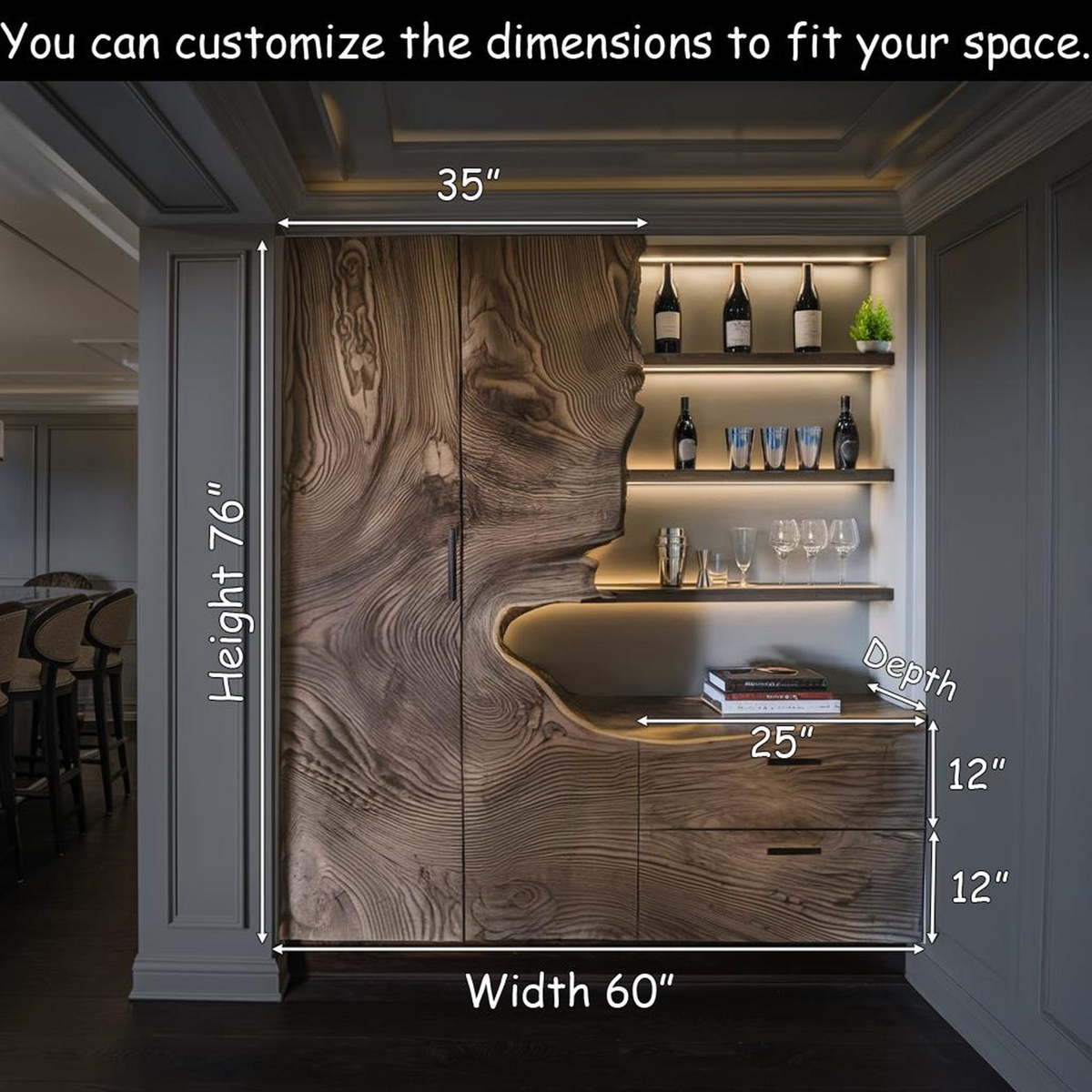 Modern Bar Cabinet With Wine Storage For Dining Room - Image 2