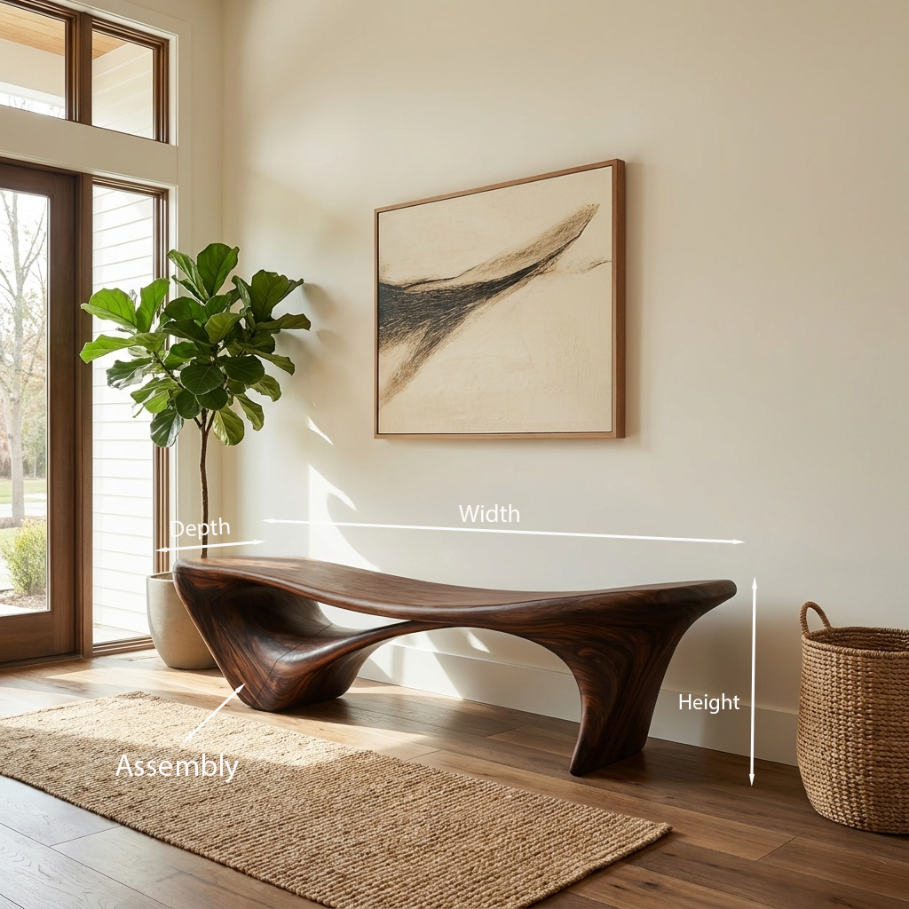 Modern Sculptural Bench For Entryway Or Living Room - Image 8