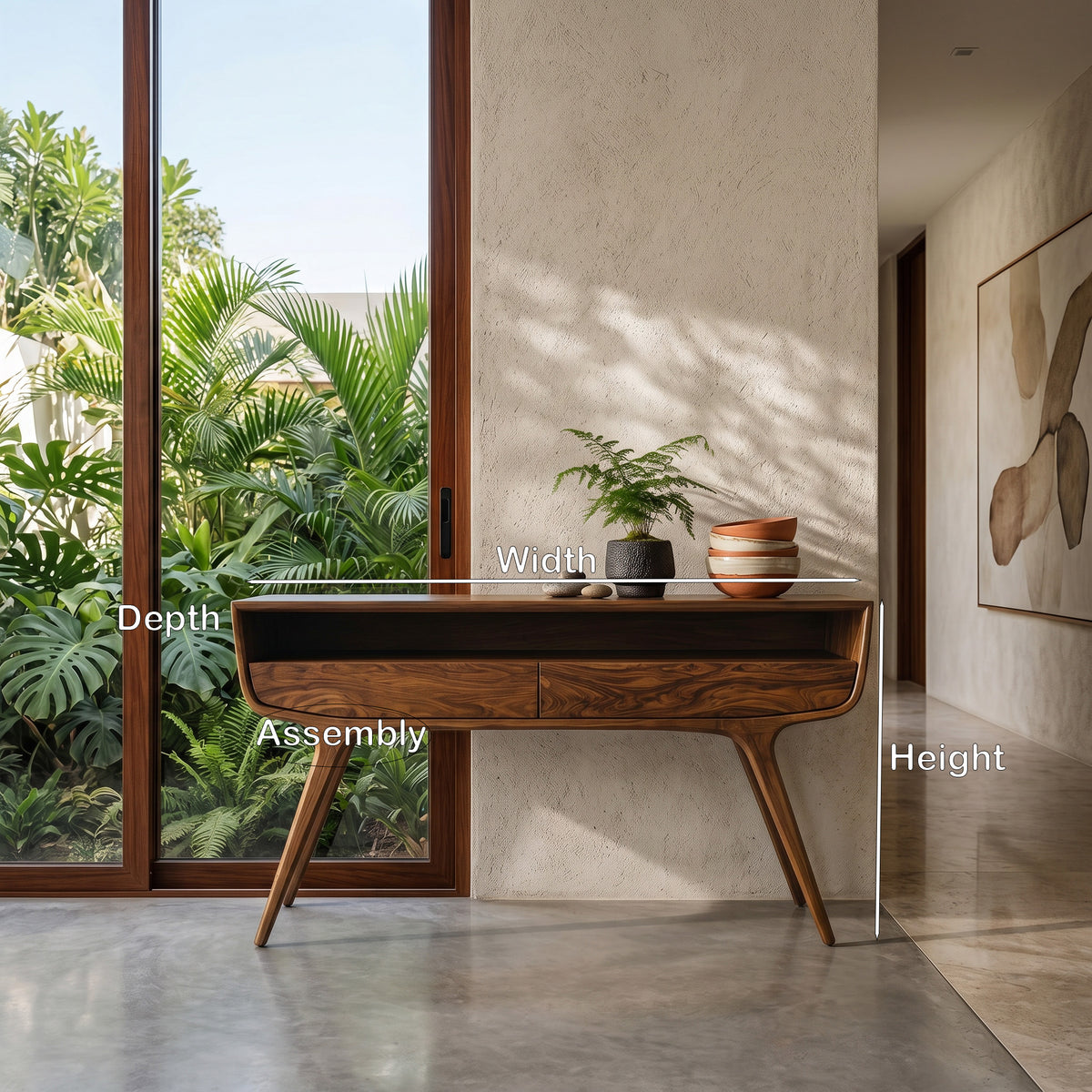 Mid Century Curved Console Table With Drawers For Entryway - Image 8