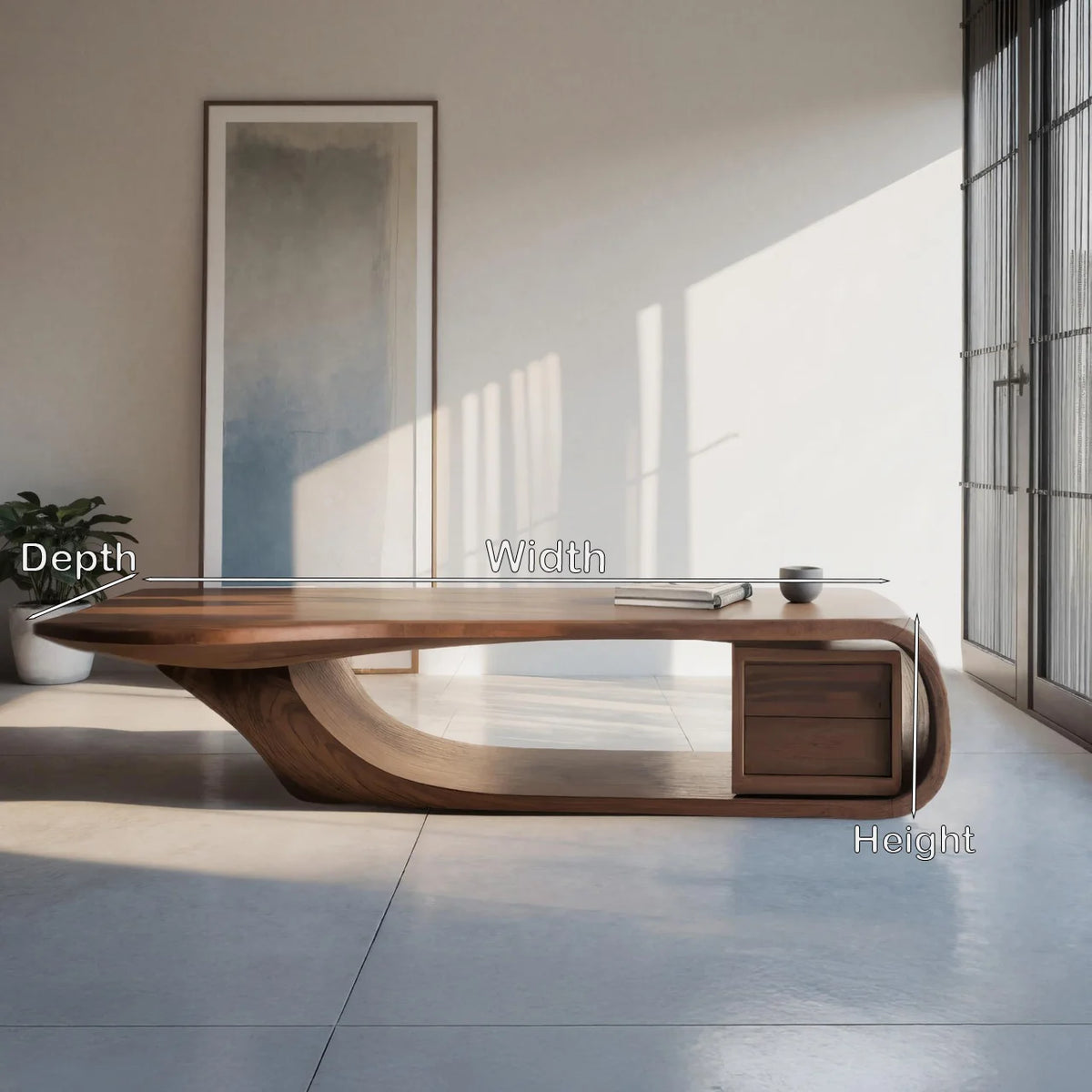 Modern Sculptural Coffee Table With Curved Design For Home Office - Image 2