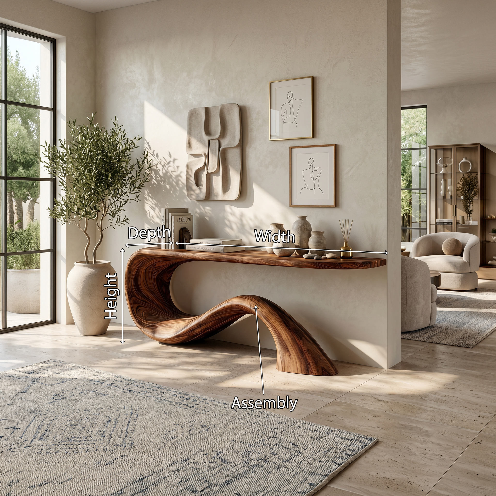 Modern Live Edge Entryway Table Organic Solid Wood For Home Decor - Image 8