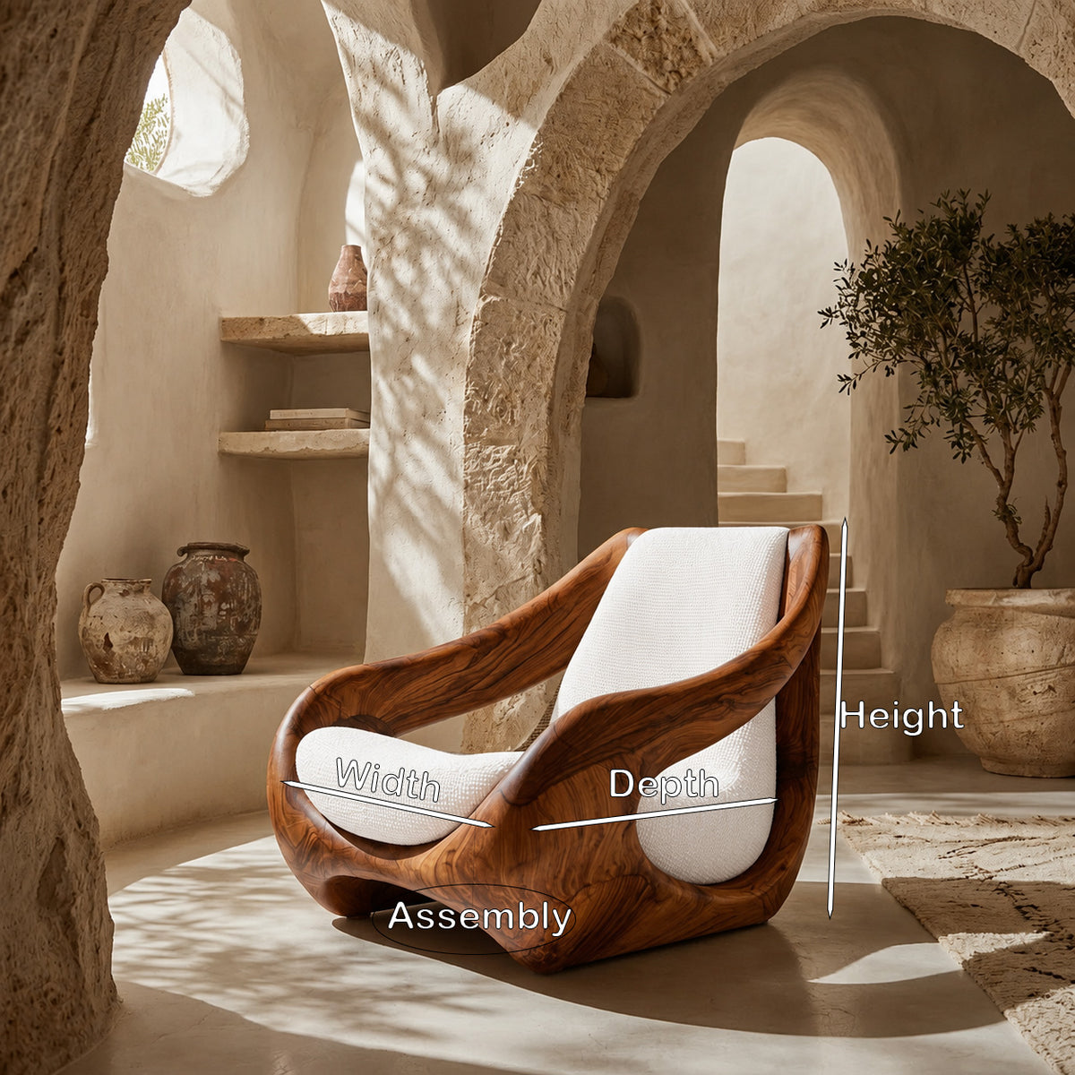 Sculptural Natural Wood Chair For Artistic Living Space - Image 8