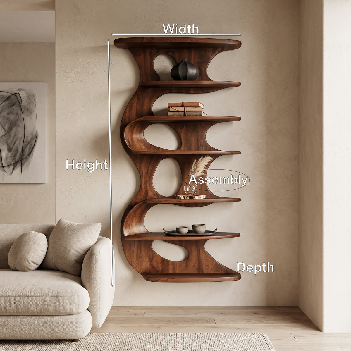 Modern Wall Mounted Bookshelf For Living Room - Image 7