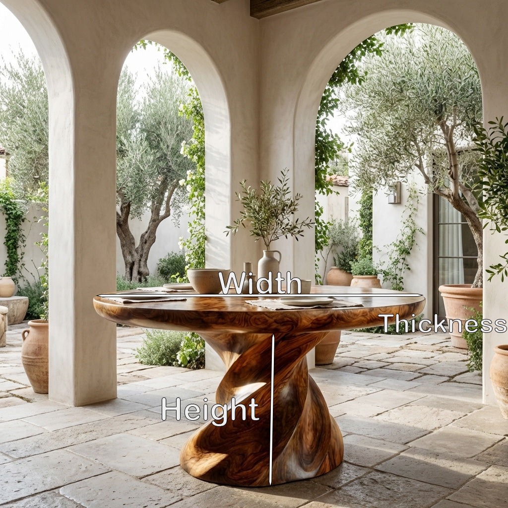 Contemporary Round Dining Table With Twisted Base For Dining Room - Image 8